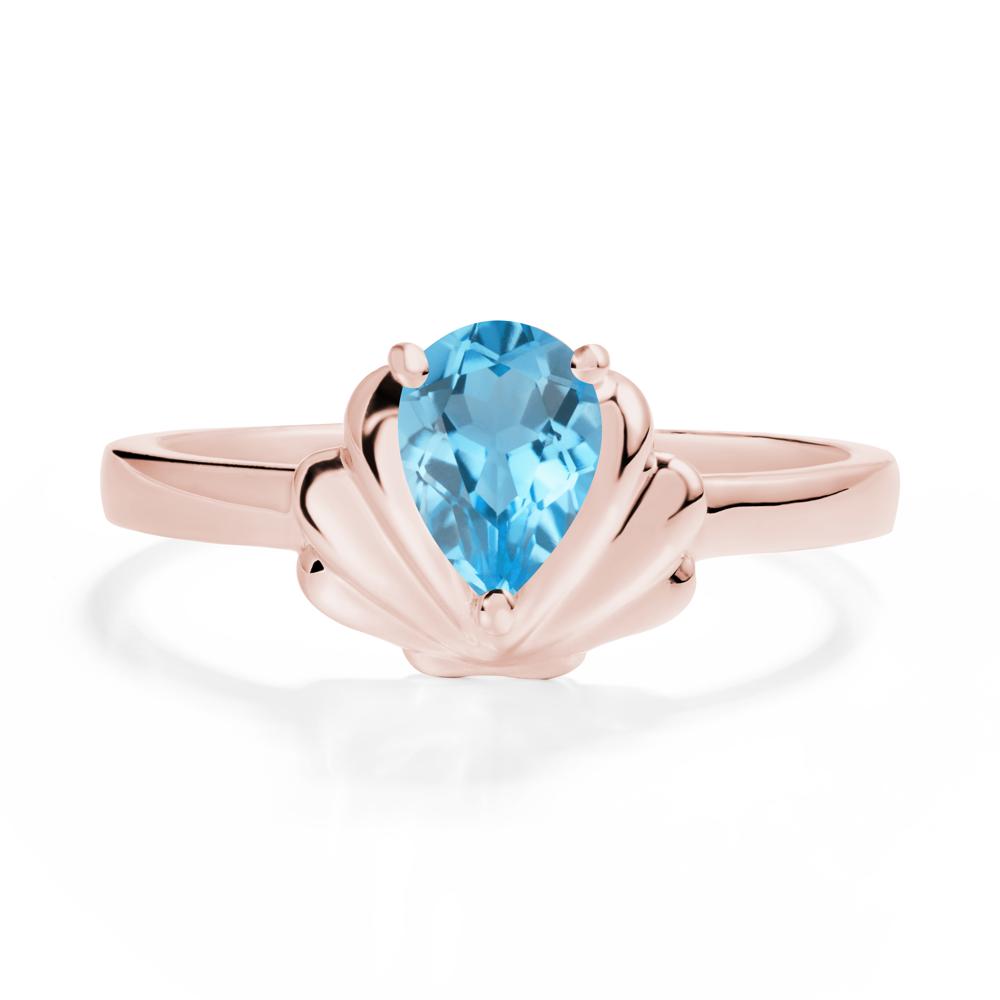 Pear Swiss Blue Topaz Shell Engagement Ring - LUO Jewelry #metal_18k rose gold