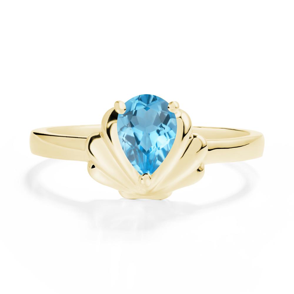 Pear Swiss Blue Topaz Shell Engagement Ring - LUO Jewelry #metal_18k yellow gold