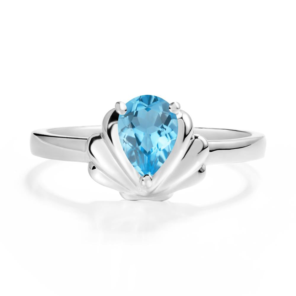Pear Swiss Blue Topaz Shell Engagement Ring - LUO Jewelry #metal_sterling silver