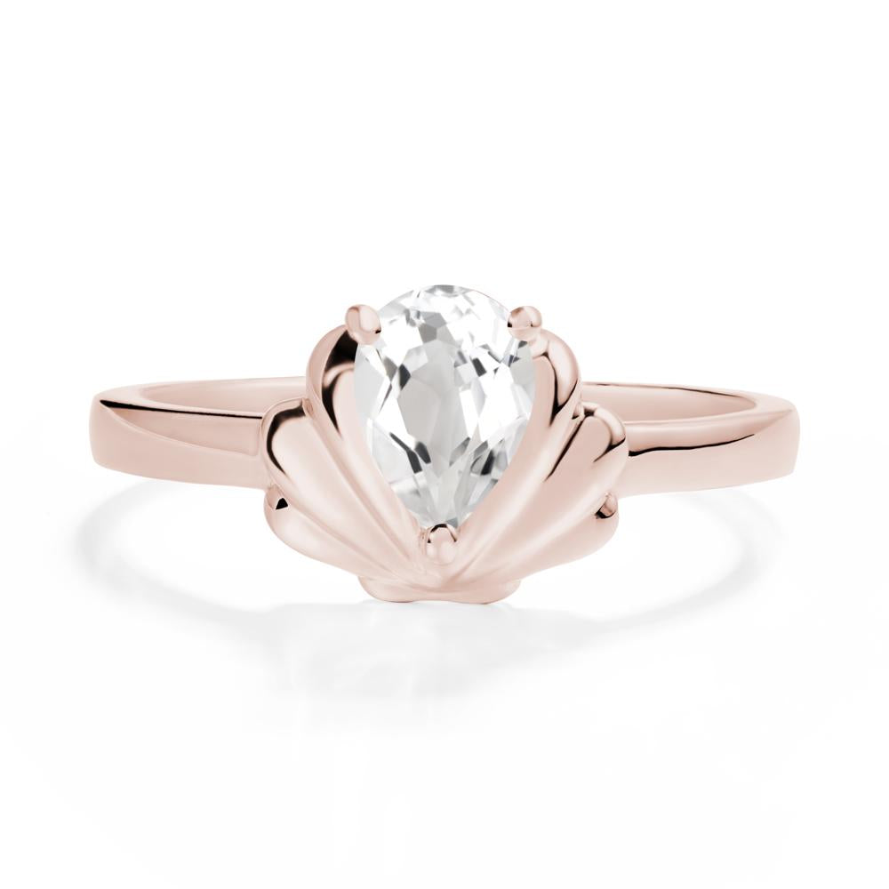 Shell White Topaz Promise Ring - LUO Jewelry #metal_14k rose gold