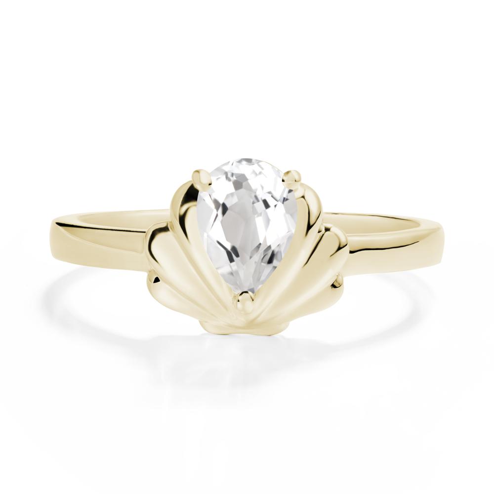 Shell White Topaz Promise Ring - LUO Jewelry #metal_14k yellow gold