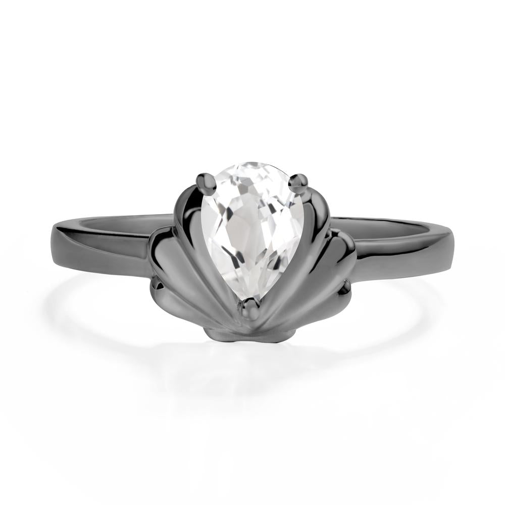 Shell White Topaz Promise Ring - LUO Jewelry #metal_black finish sterling silver
