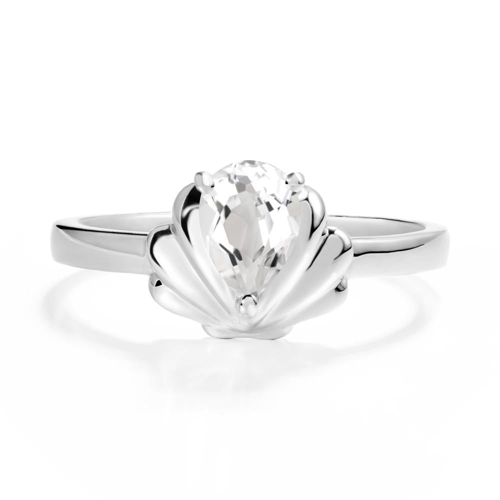 Shell White Topaz Promise Ring - LUO Jewelry #metal_sterling silver