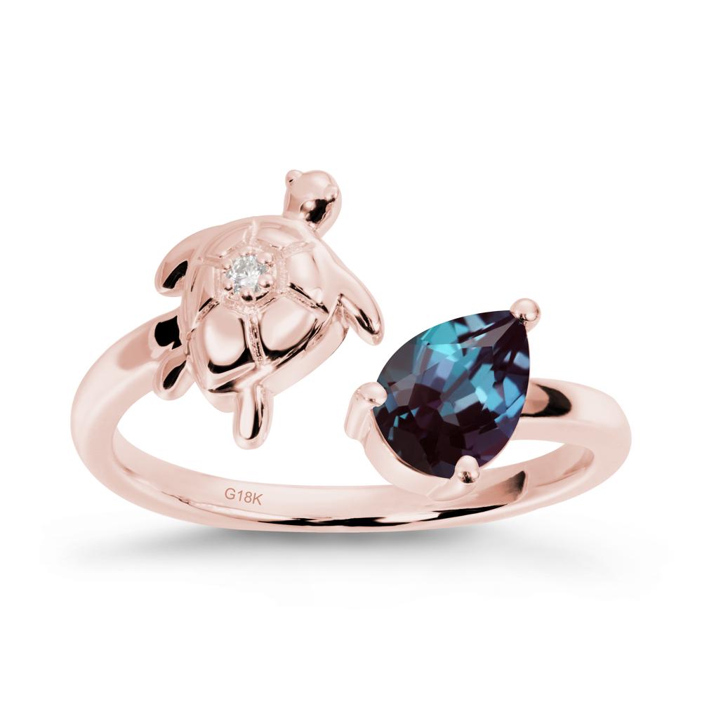 Alexandrite Turtle Open Bypass Ring - LUO Jewelry #metal_18k rose gold