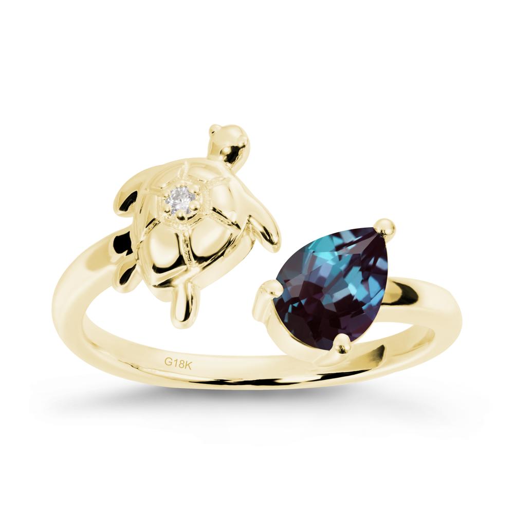 Alexandrite Turtle Open Bypass Ring - LUO Jewelry #metal_18k yellow gold