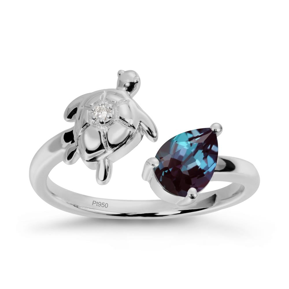 Alexandrite Turtle Open Bypass Ring - LUO Jewelry #metal_platinum