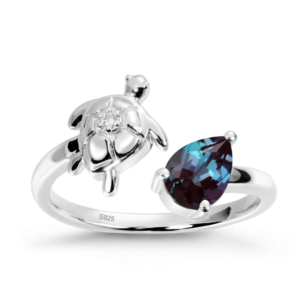 Alexandrite Turtle Open Bypass Ring - LUO Jewelry #metal_sterling silver