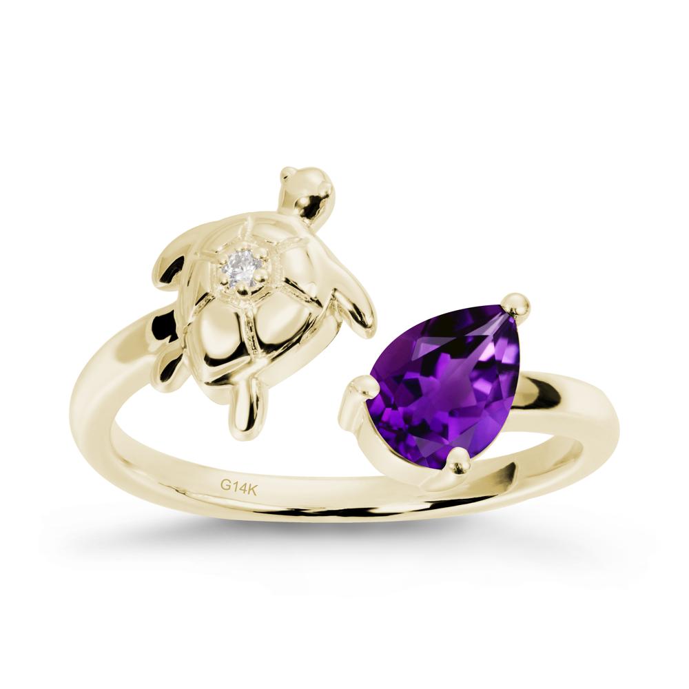 Turtle Open Band Amethyst Ring - LUO Jewelry #metal_14k yellow gold