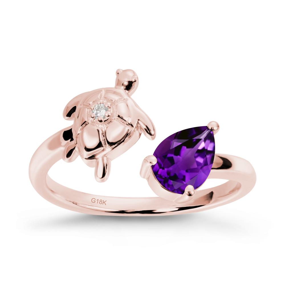 Turtle Open Band Amethyst Ring - LUO Jewelry #metal_18k rose gold