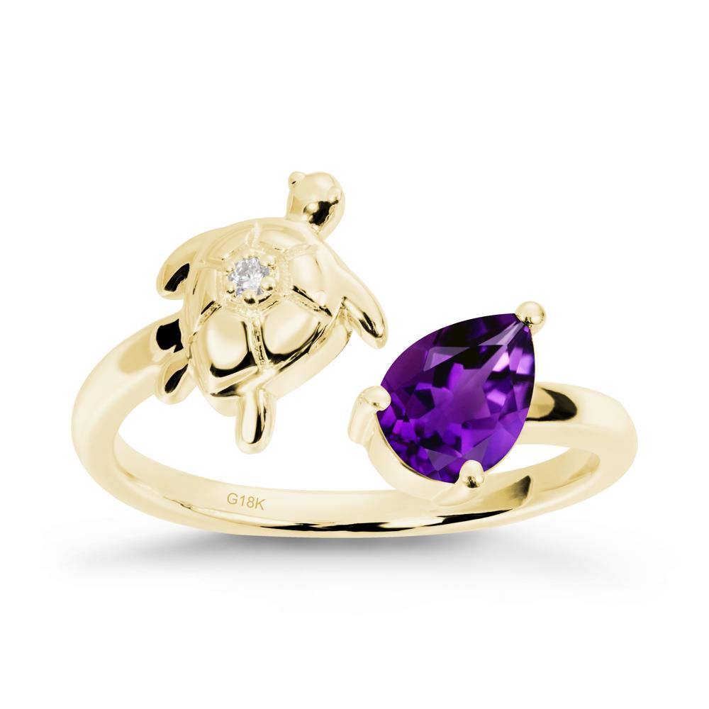 Turtle Open Band Amethyst Ring - LUO Jewelry #metal_18k yellow gold