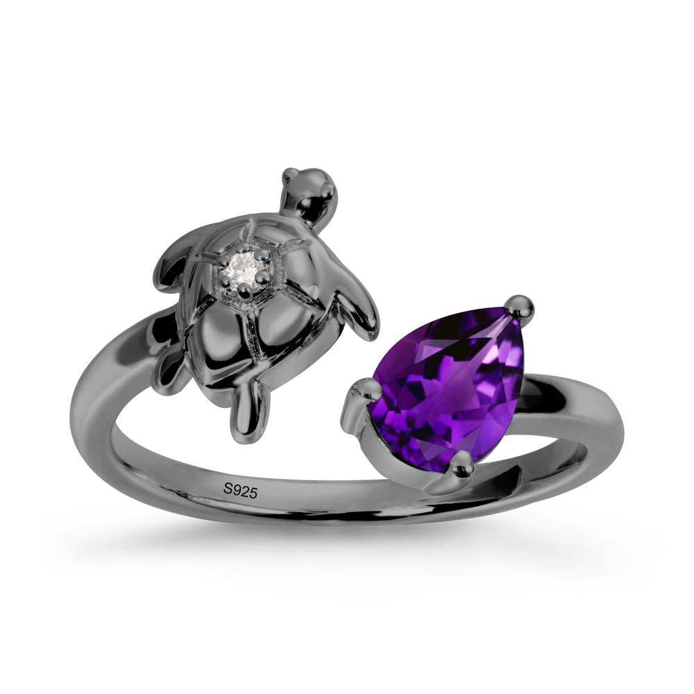 Turtle Open Band Amethyst Ring - LUO Jewelry #metal_black finish sterling silver