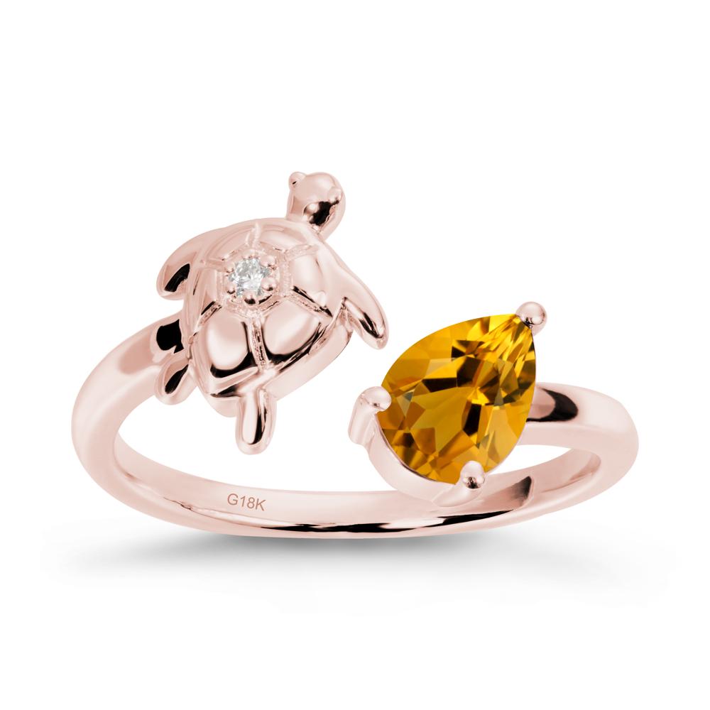 Turtle Open Band Citrine Ring - LUO Jewelry #metal_18k rose gold