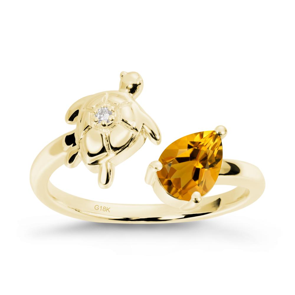Turtle Open Band Citrine Ring - LUO Jewelry #metal_18k yellow gold