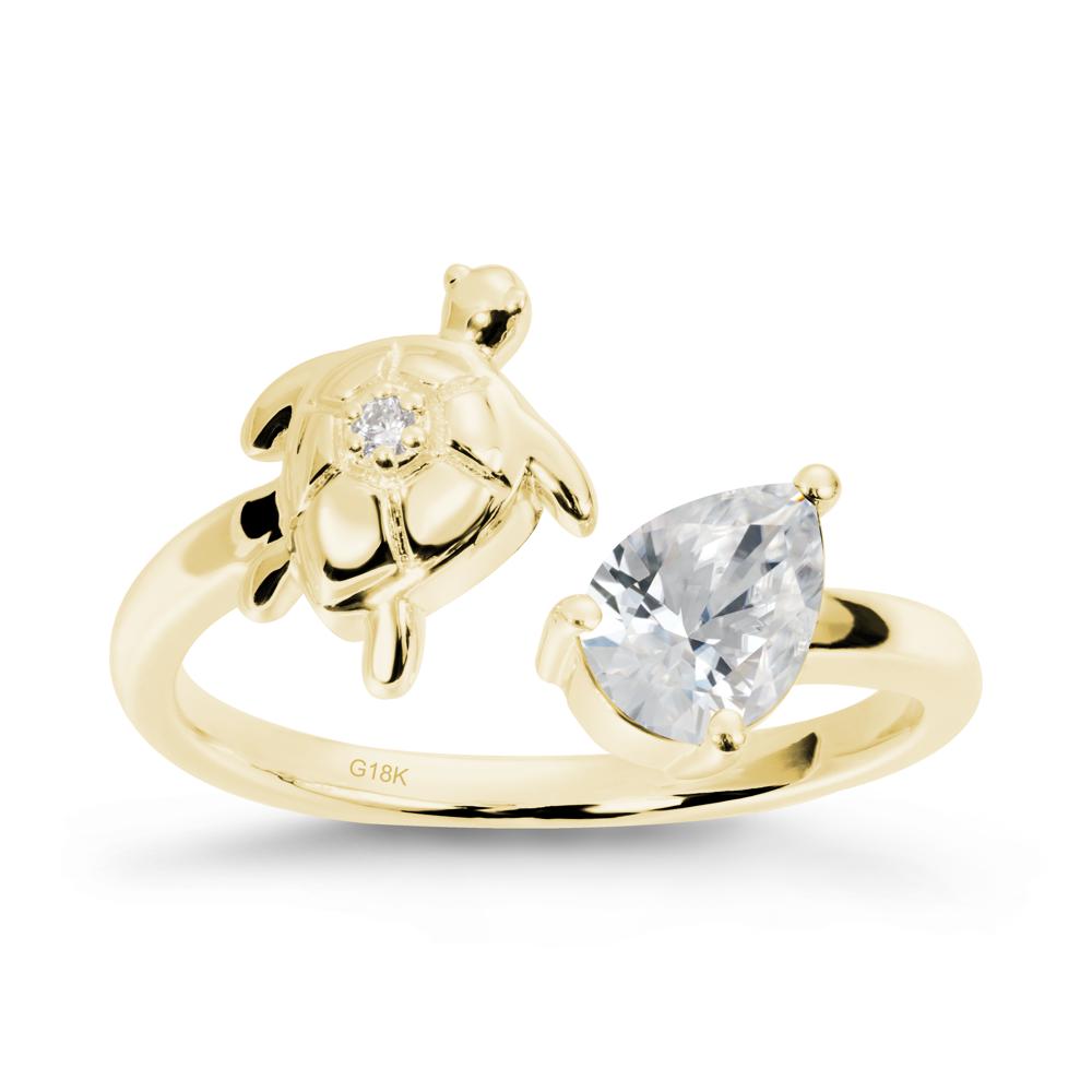 Cubic Zirconia Turtle Open Bypass Ring - LUO Jewelry #metal_18k yellow gold