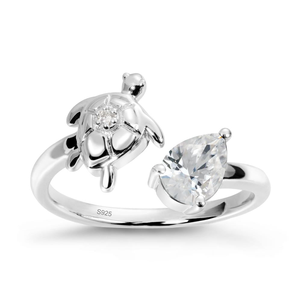 Cubic Zirconia Turtle Open Bypass Ring - LUO Jewelry #metal_sterling silver