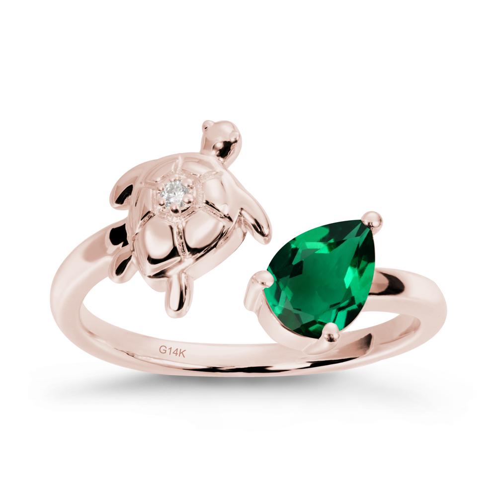 Turtle Open Band Emerald Ring - LUO Jewelry #metal_14k rose gold