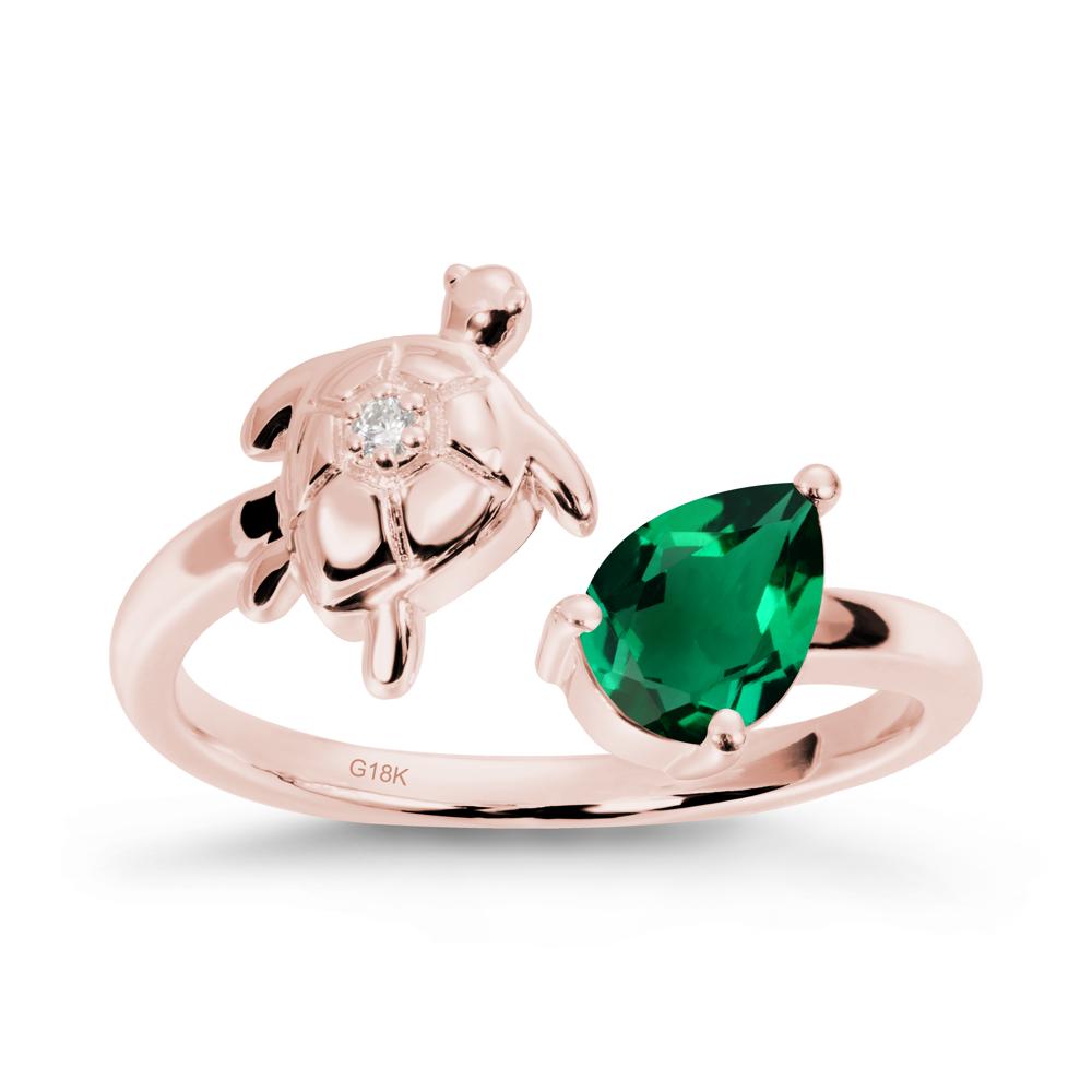 Turtle Open Band Emerald Ring - LUO Jewelry #metal_18k rose gold