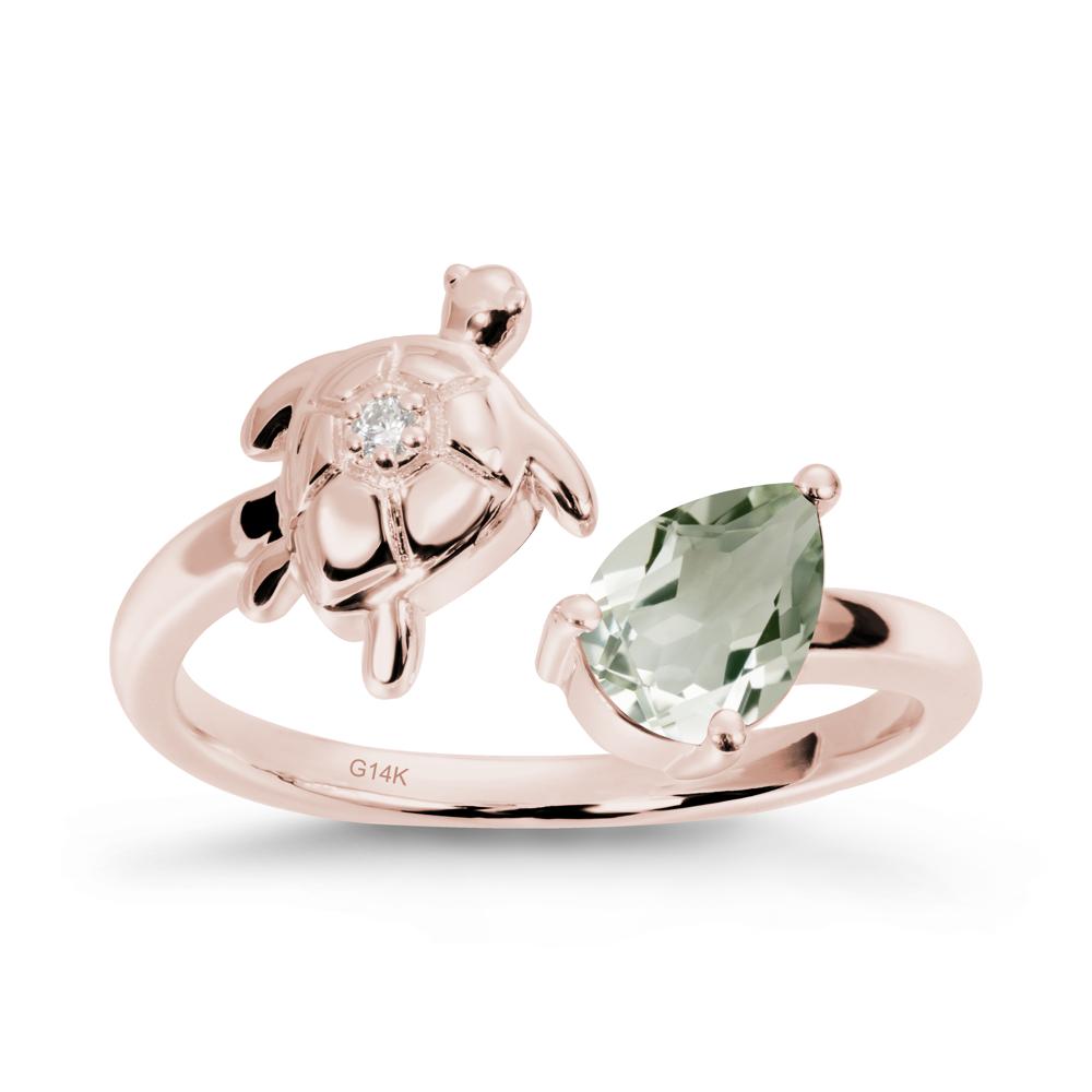 Turtle Open Band Green Amethyst Ring - LUO Jewelry #metal_14k rose gold