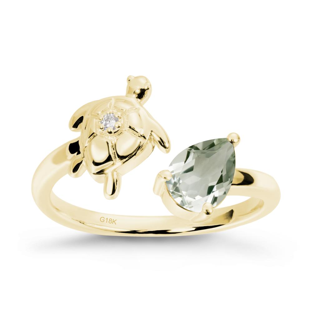 Turtle Open Band Green Amethyst Ring - LUO Jewelry #metal_18k yellow gold