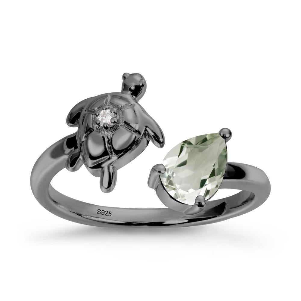 Turtle Open Band Green Amethyst Ring - LUO Jewelry #metal_black finish sterling silver
