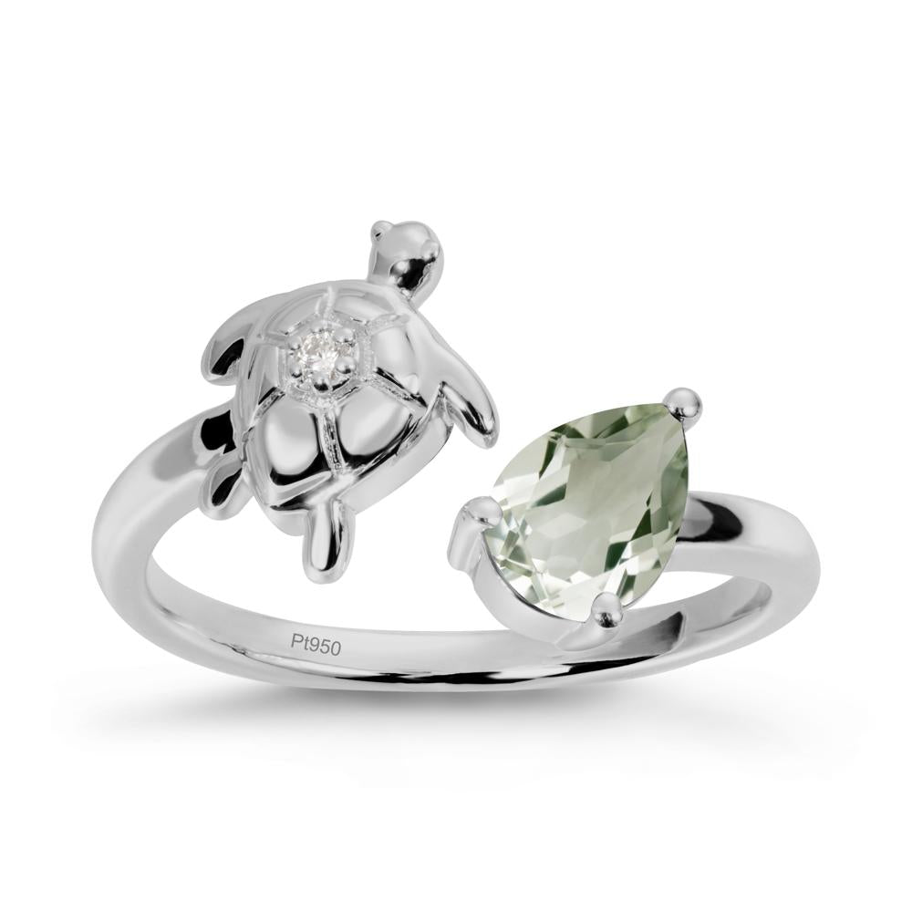 Turtle Open Band Green Amethyst Ring - LUO Jewelry #metal_platinum