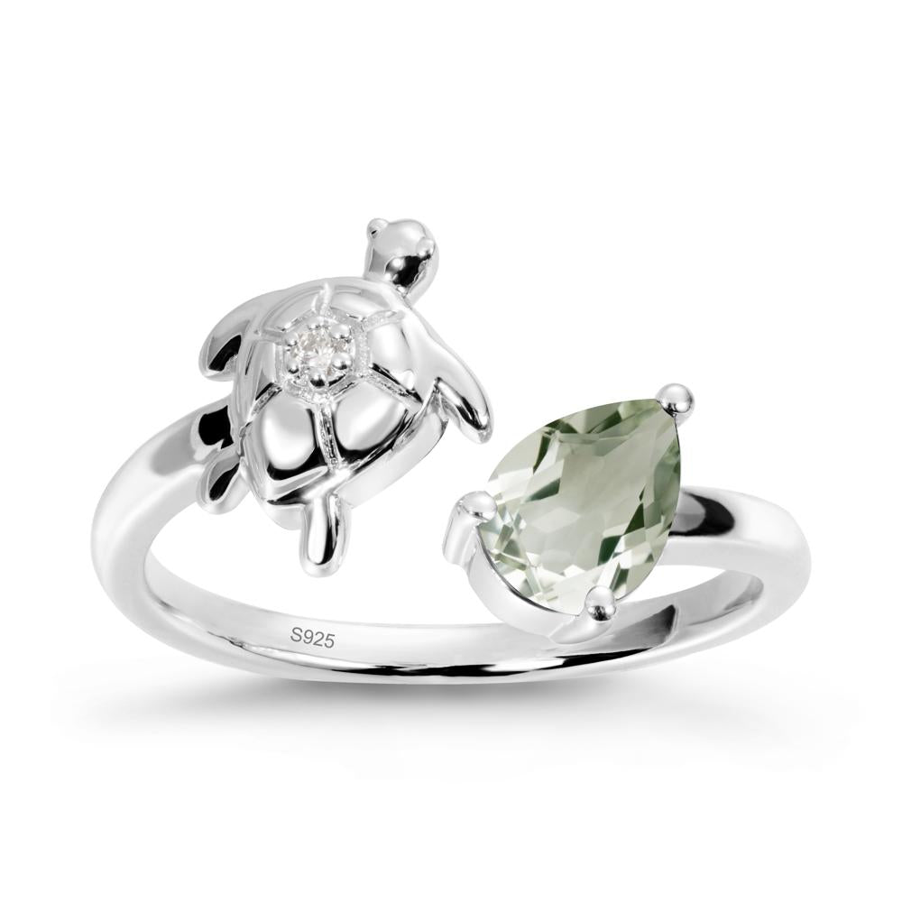 Turtle Open Band Green Amethyst Ring - LUO Jewelry #metal_sterling silver