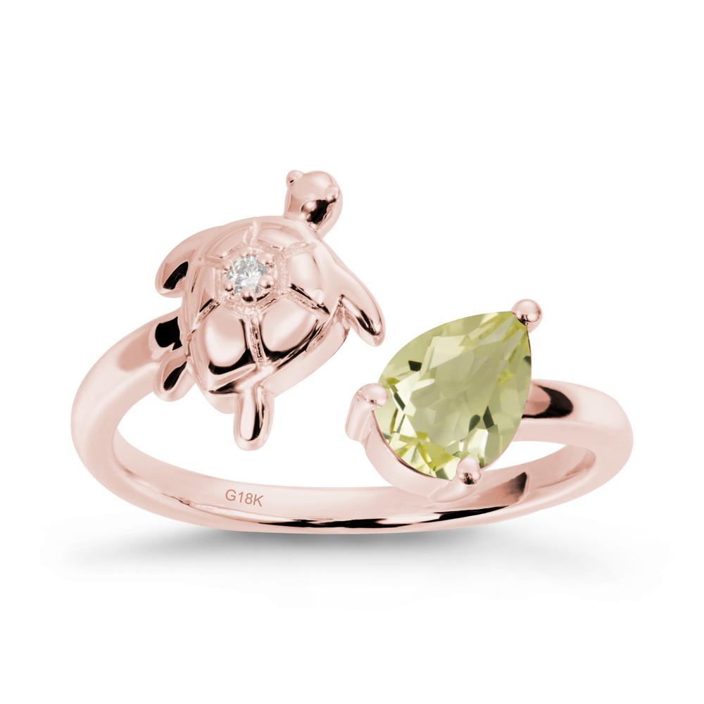 Turtle Open Band Lemon Quartz Ring - LUO Jewelry #metal_18k rose gold