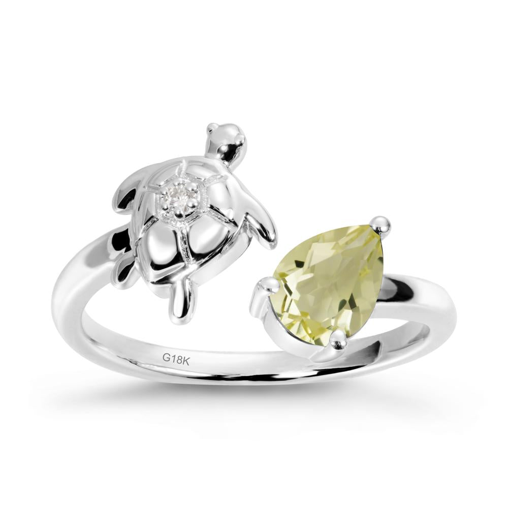 Turtle Open Band Lemon Quartz Ring - LUO Jewelry #metal_18k white gold