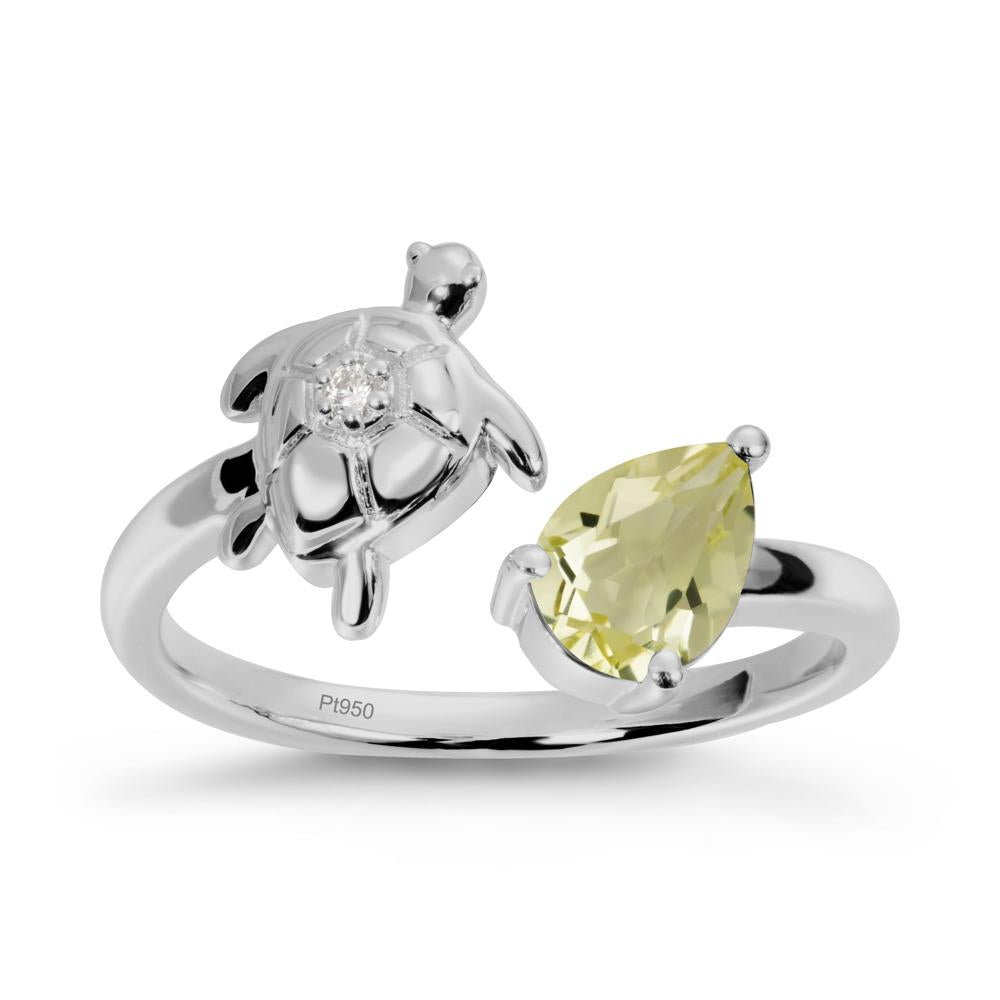 Turtle Open Band Lemon Quartz Ring - LUO Jewelry #metal_platinum