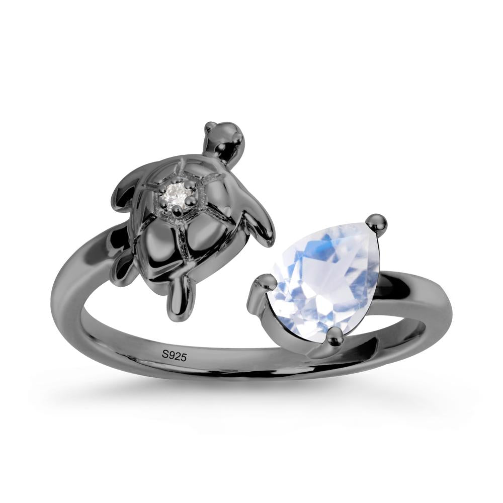 Turtle Open Band Moonstone Ring - LUO Jewelry #metal_black finish sterling silver