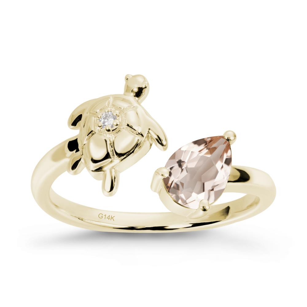 Morganite Turtle Open Bypass Ring - LUO Jewelry #metal_14k yellow gold