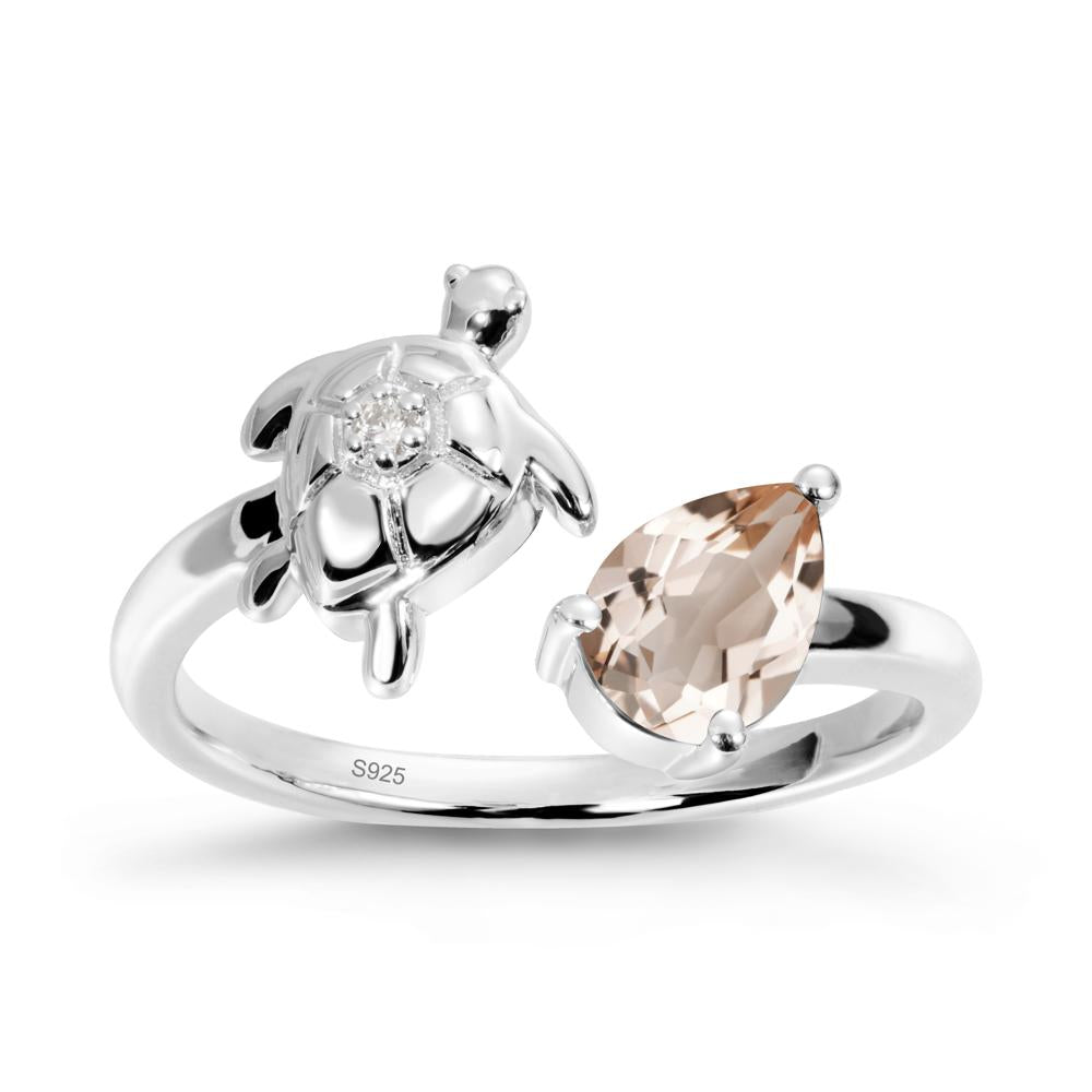Morganite Turtle Open Bypass Ring - LUO Jewelry #metal_sterling silver