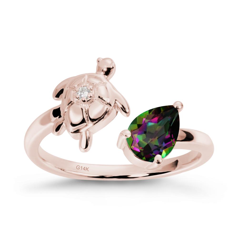Turtle Open Band Mystic Topaz Ring - LUO Jewelry #metal_14k rose gold