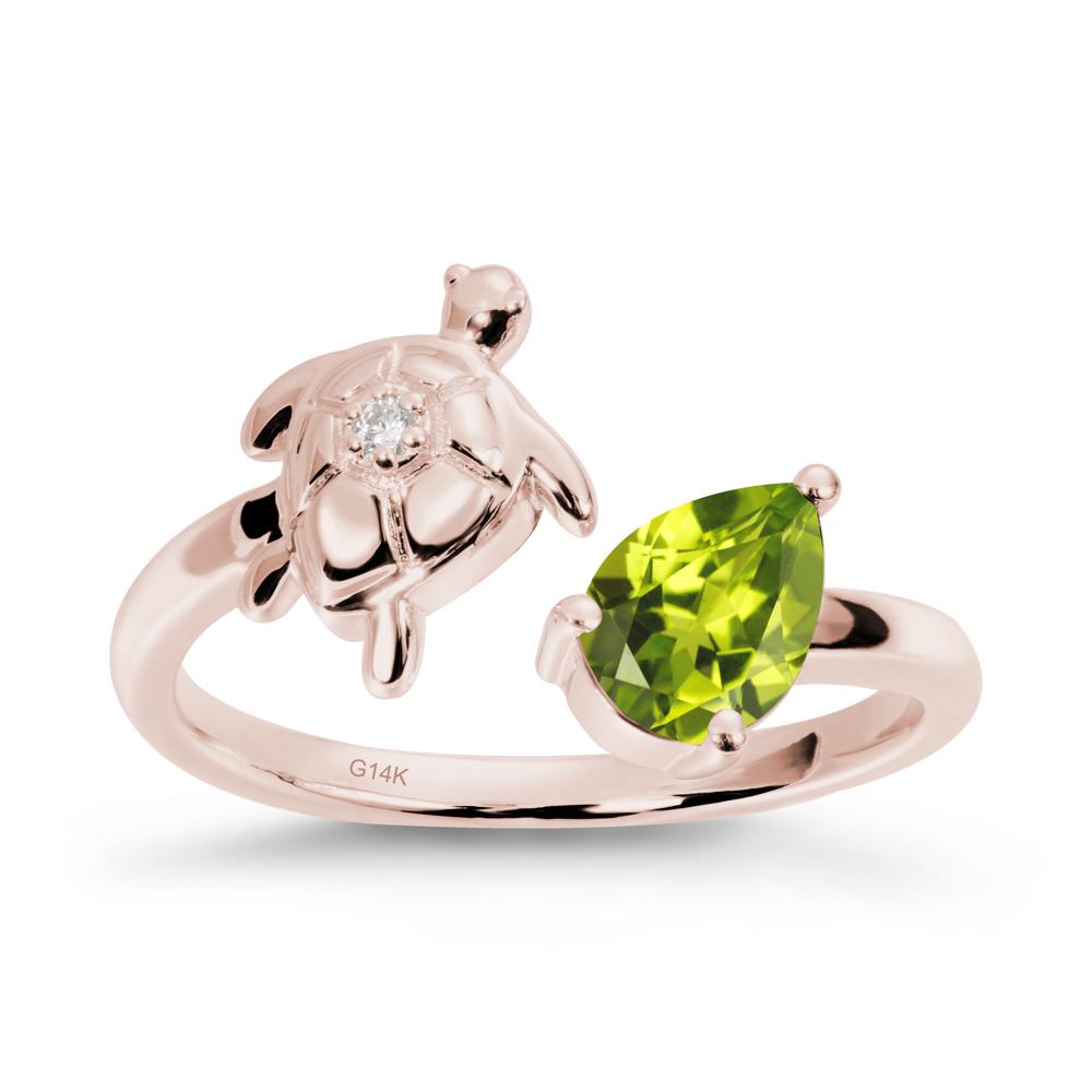 Turtle Open Band Peridot Ring - LUO Jewelry #metal_14k rose gold