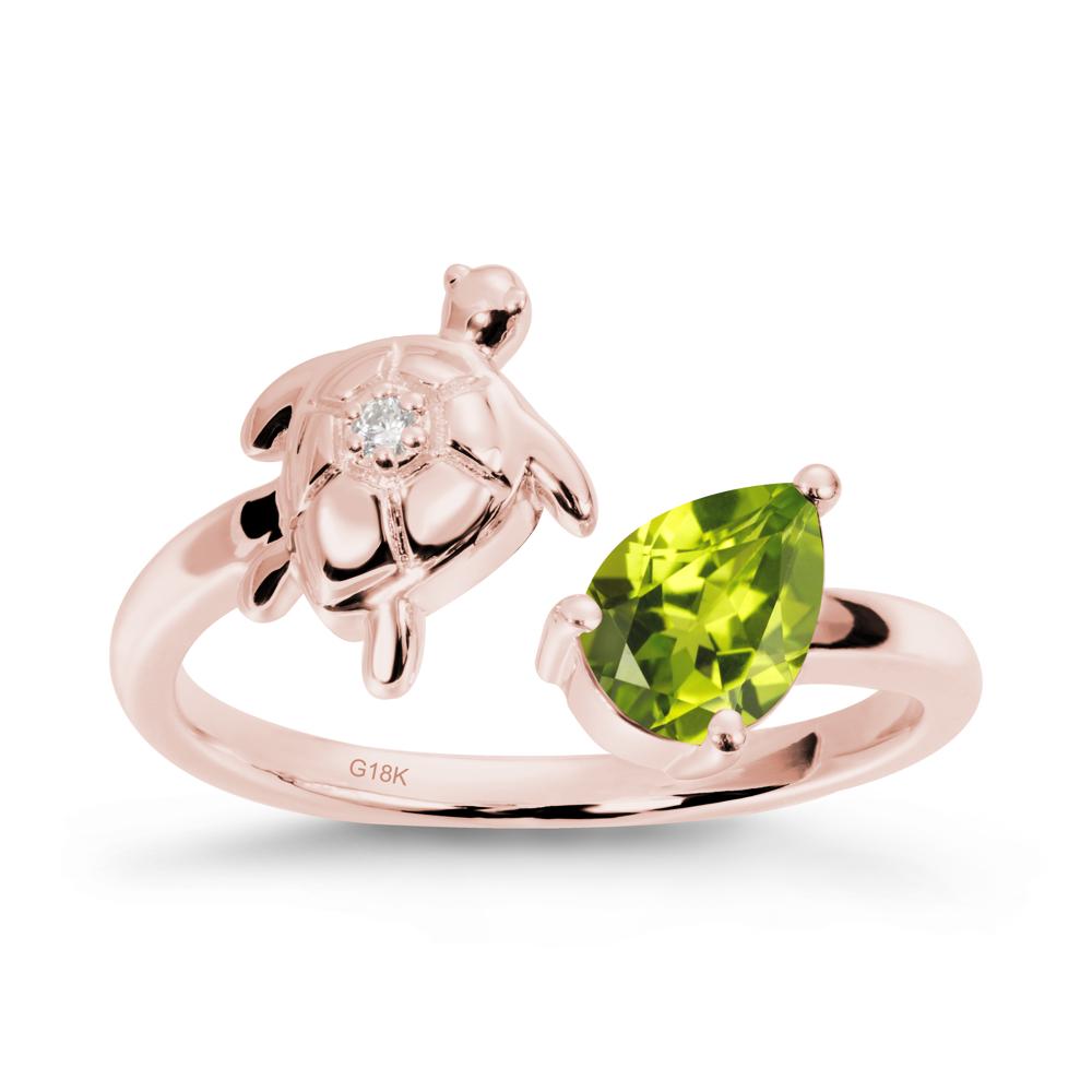 Turtle Open Band Peridot Ring - LUO Jewelry #metal_18k rose gold