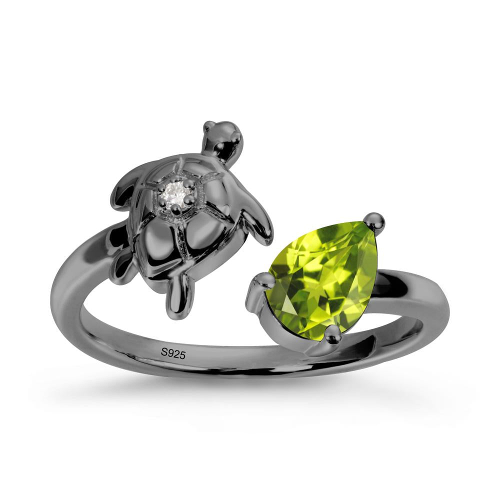 Turtle Open Band Peridot Ring - LUO Jewelry #metal_black finish sterling silver