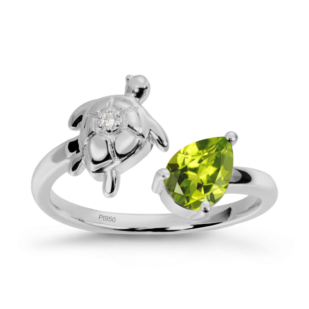 Turtle Open Band Peridot Ring - LUO Jewelry #metal_platinum