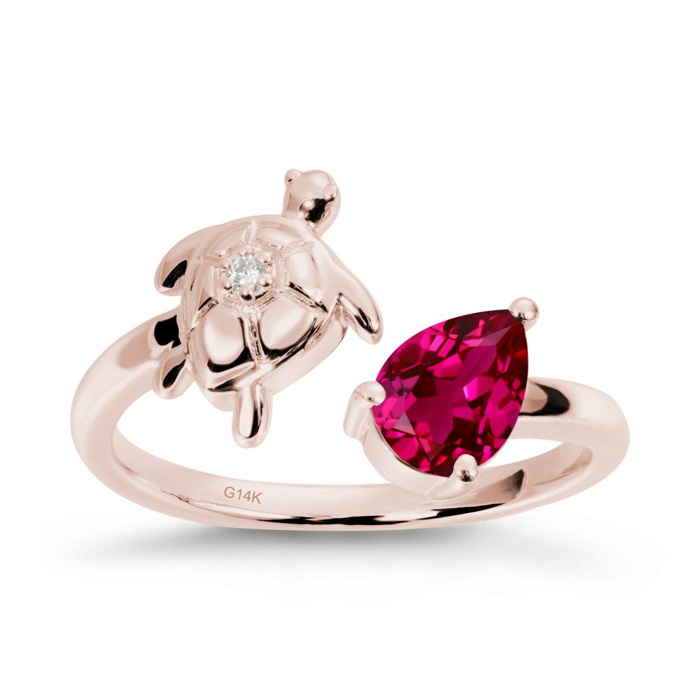 Turtle Open Band Ruby Ring - LUO Jewelry #metal_14k rose gold