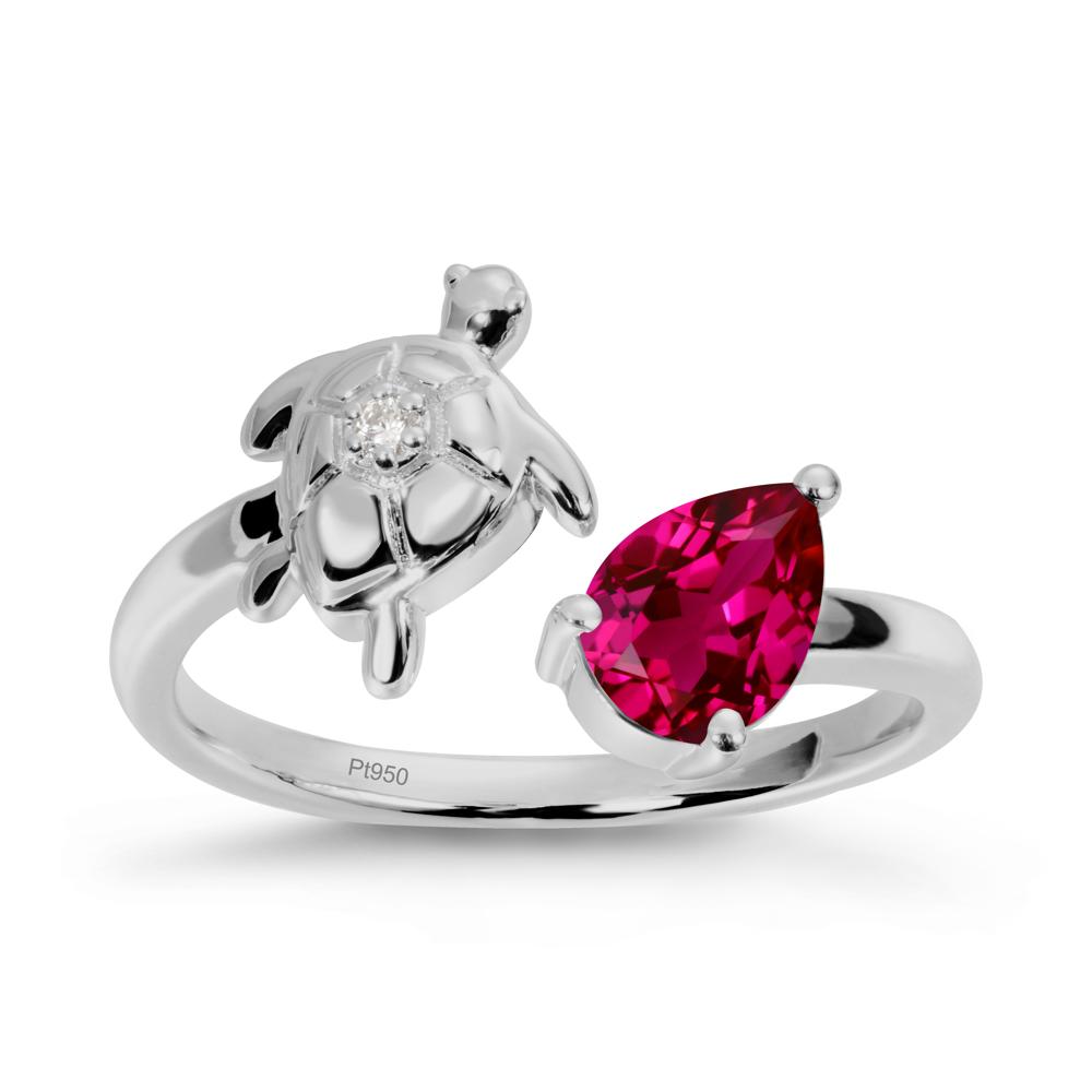 Turtle Open Band Ruby Ring - LUO Jewelry #metal_platinum