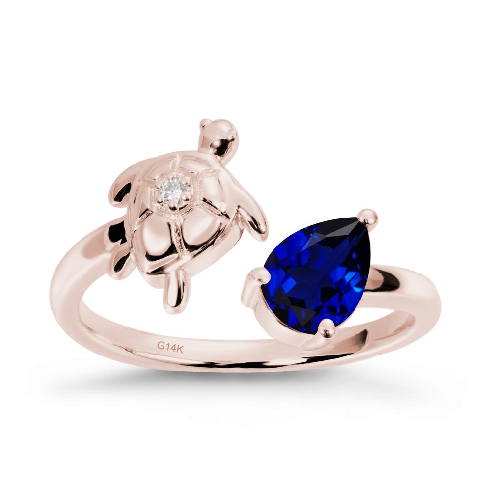 Sapphire Turtle Open Bypass Ring - LUO Jewelry #metal_14k rose gold