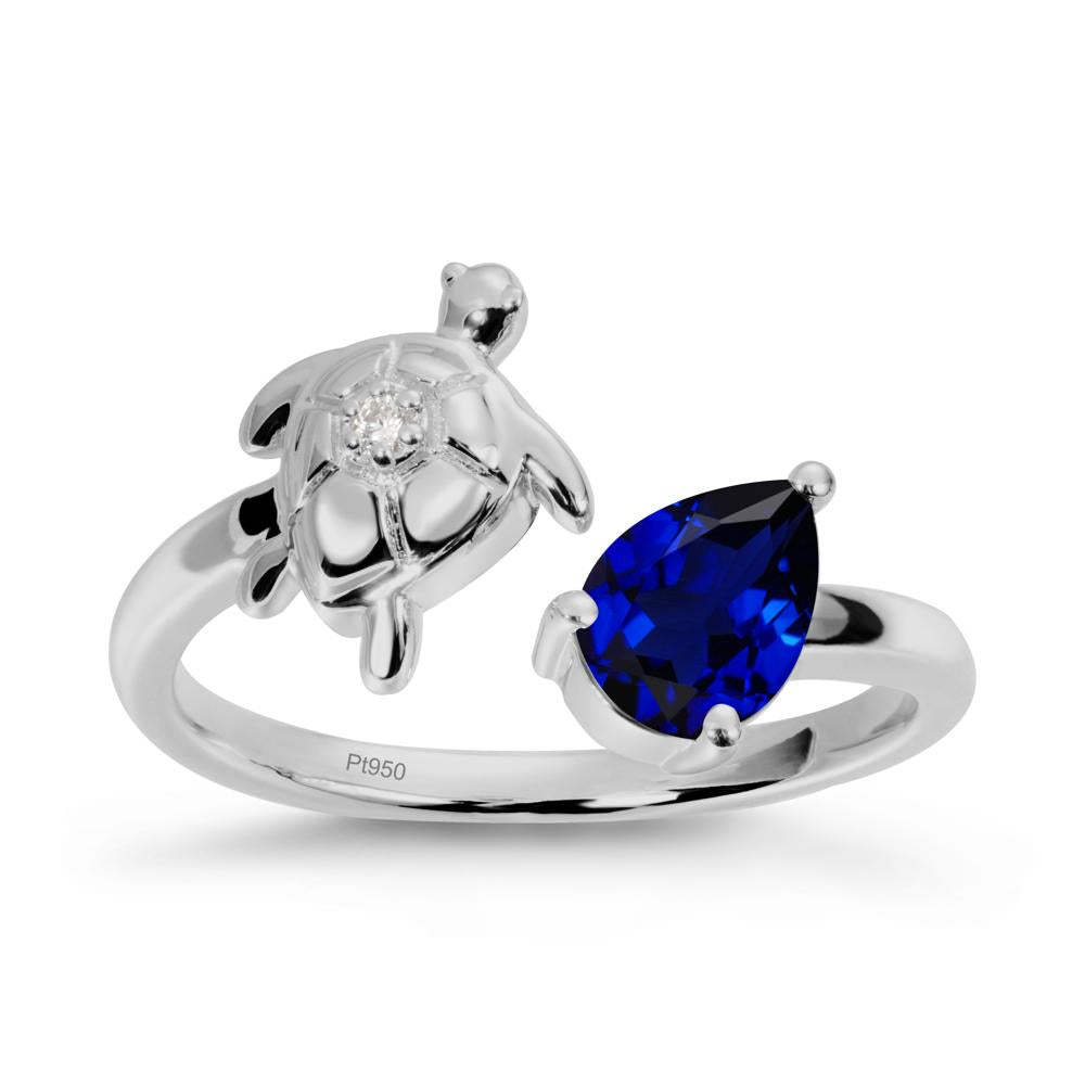 Sapphire Turtle Open Bypass Ring - LUO Jewelry #metal_platinum