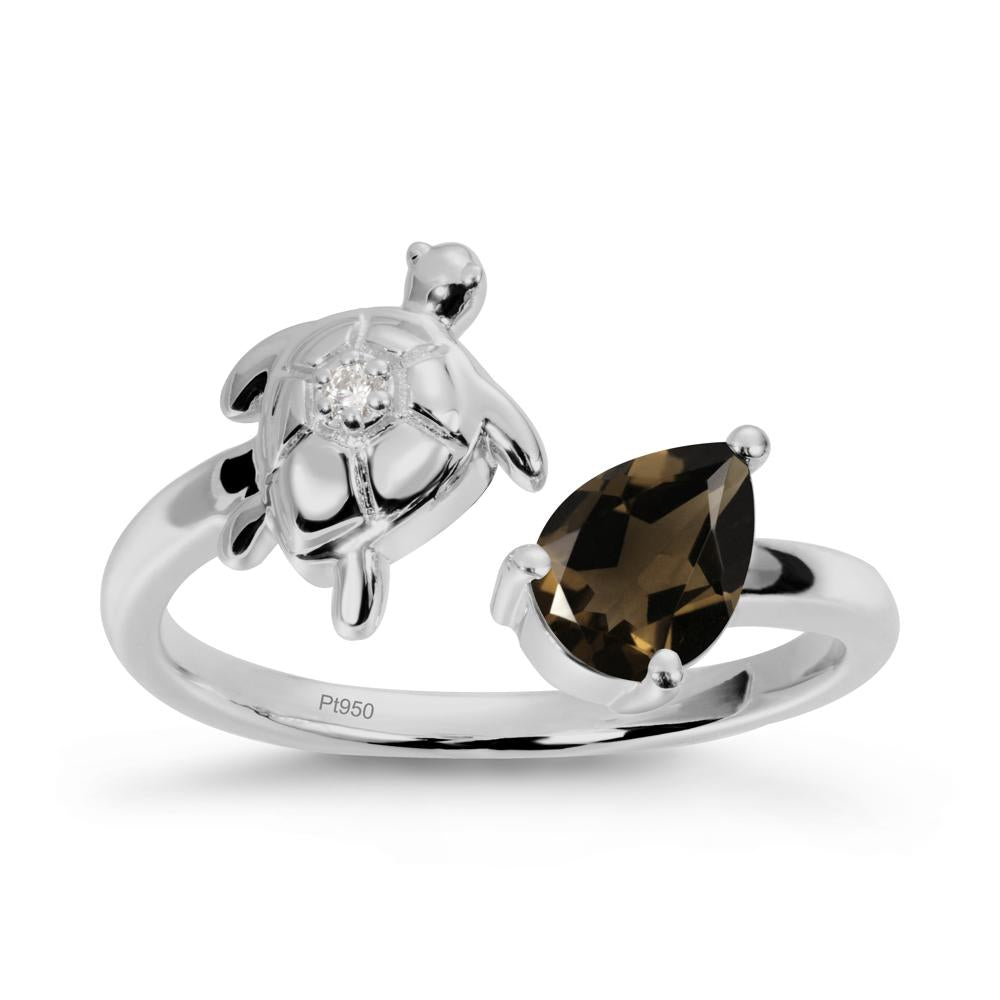 Turtle Open Band Smoky Quartz Ring - LUO Jewelry #metal_platinum