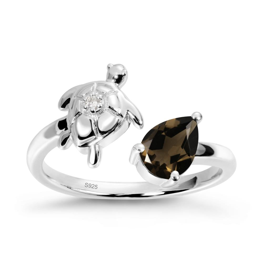 Turtle Open Band Smoky Quartz Ring - LUO Jewelry #metal_sterling silver