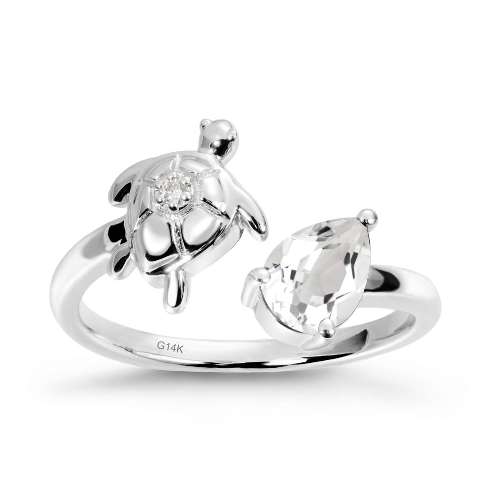 Turtle Open Band White Topaz Ring - LUO Jewelry #metal_14k white gold
