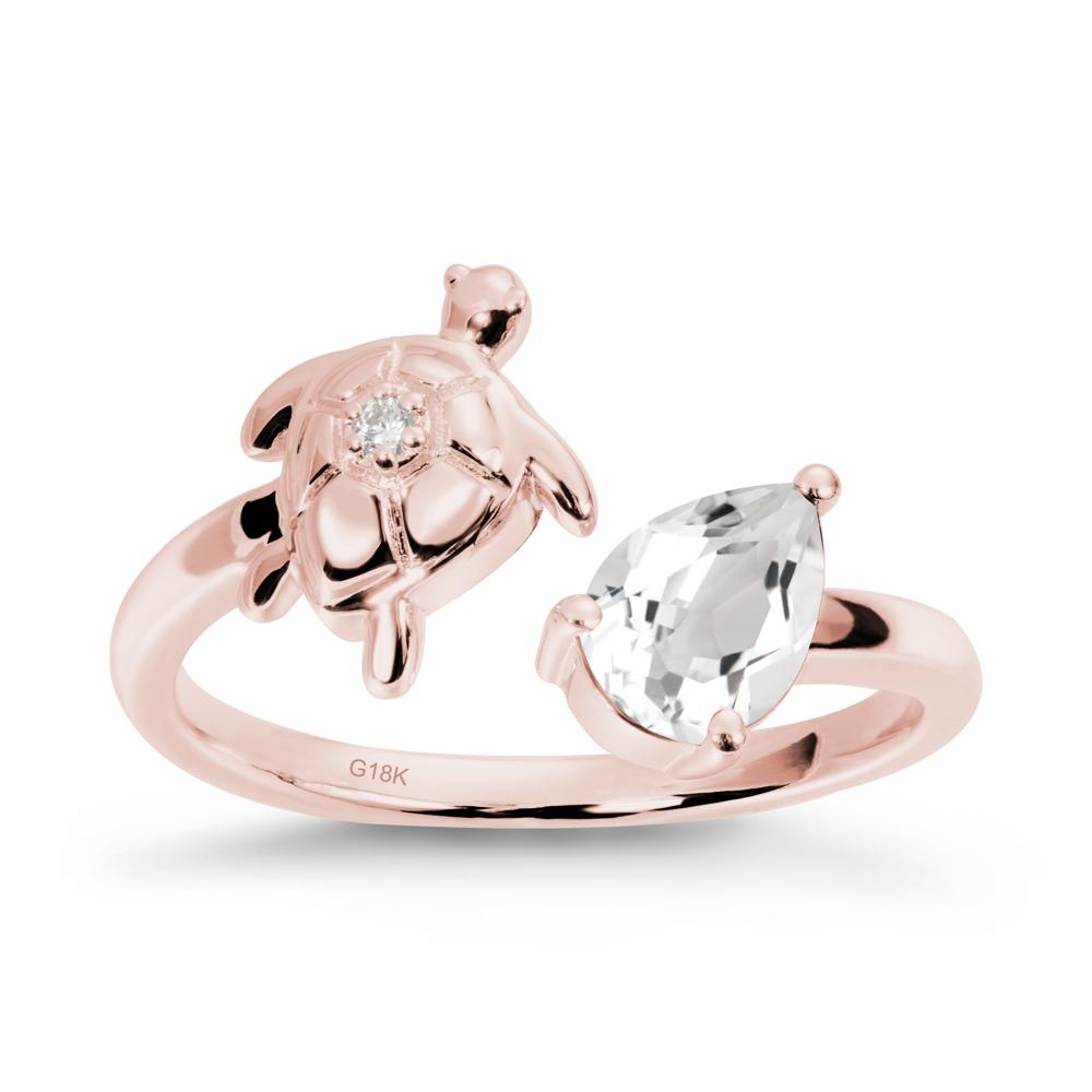Turtle Open Band White Topaz Ring - LUO Jewelry #metal_18k rose gold