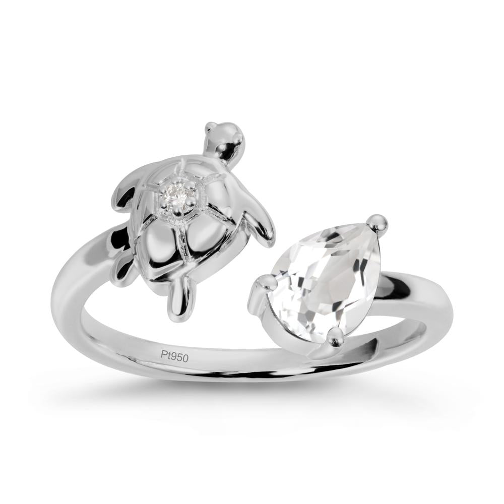 Turtle Open Band White Topaz Ring - LUO Jewelry #metal_platinum