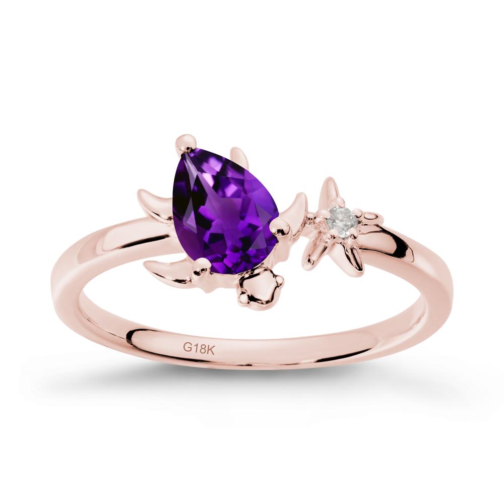 Turtle and Starfish Amethyst Ring - LUO Jewelry #metal_18k rose gold