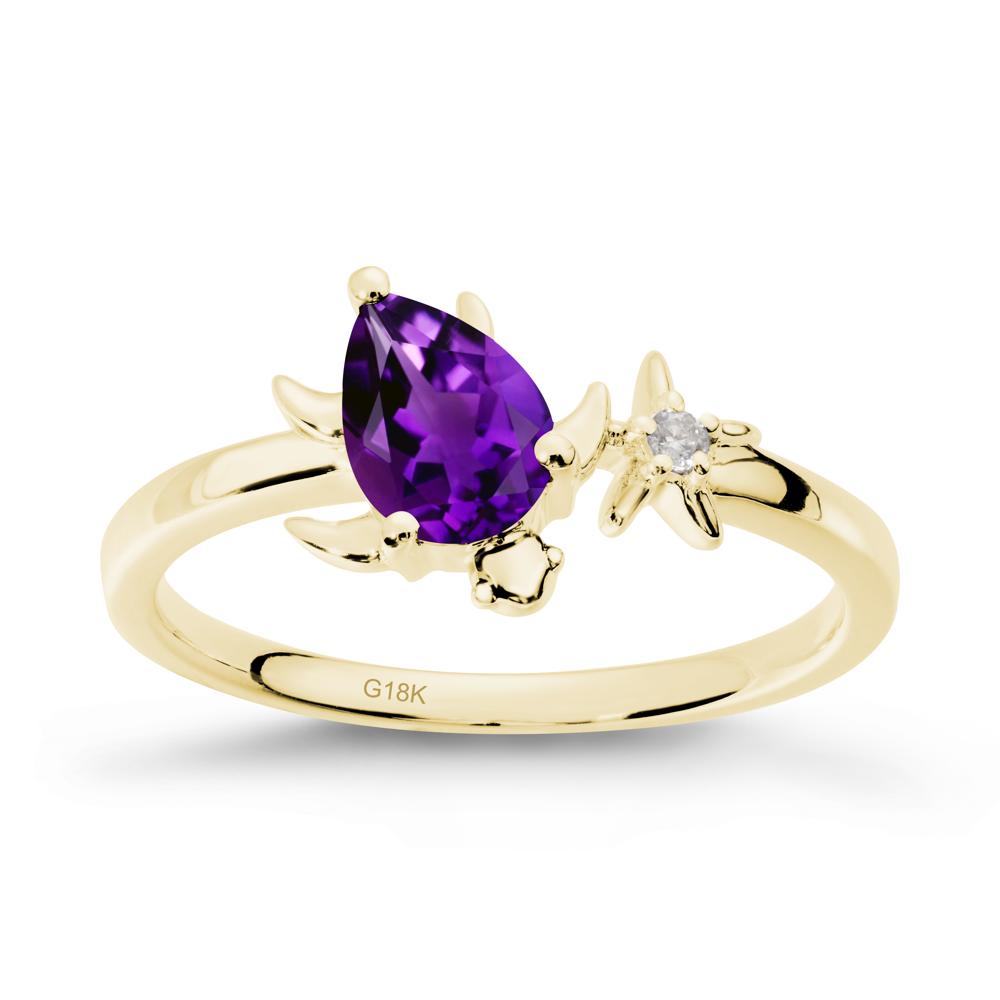 Turtle and Starfish Amethyst Ring - LUO Jewelry #metal_18k yellow gold