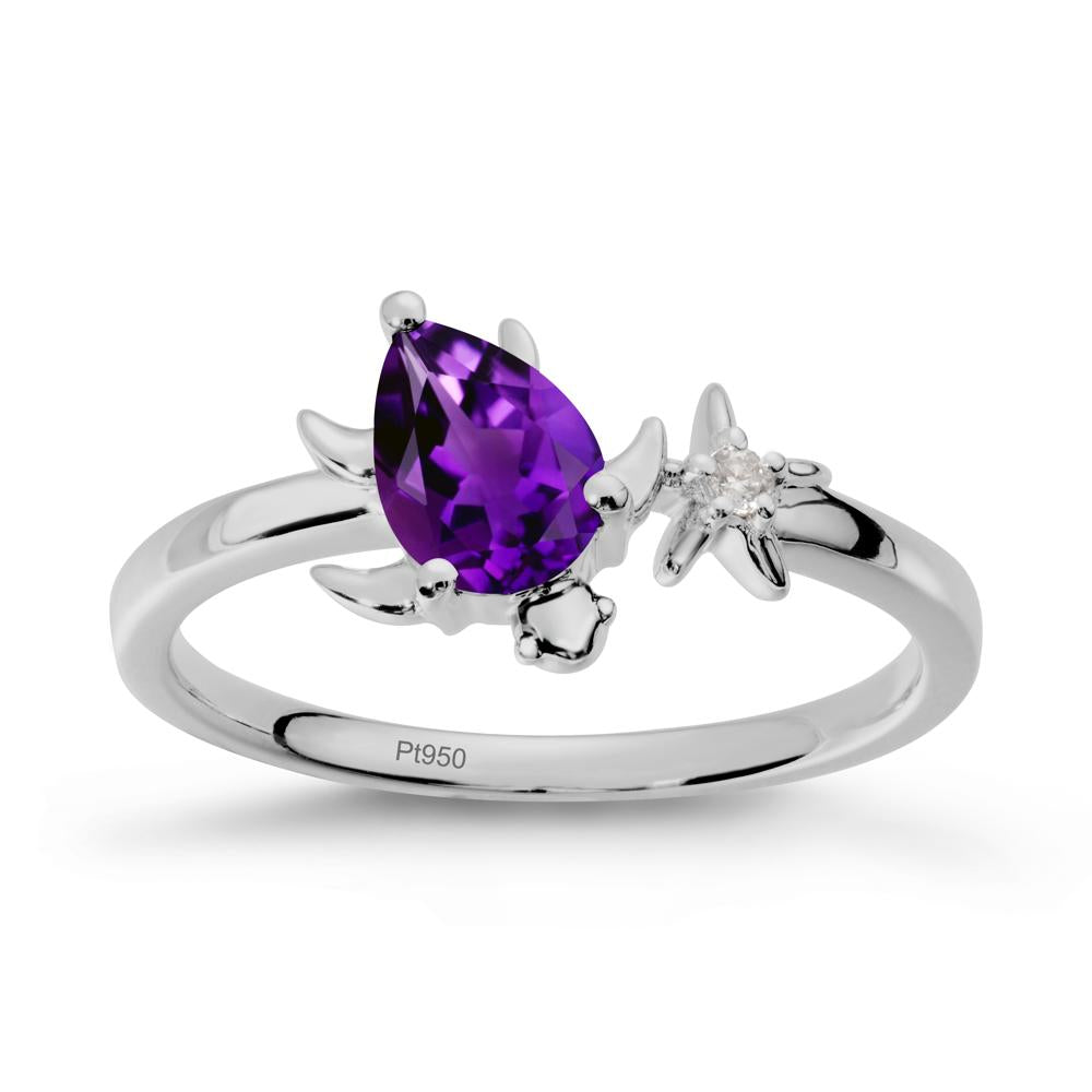 Turtle and Starfish Amethyst Ring - LUO Jewelry #metal_platinum