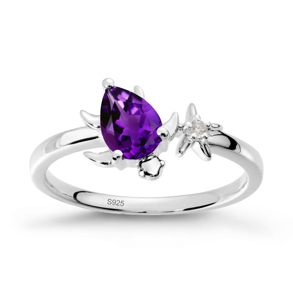 Turtle and Starfish Amethyst Ring - LUO Jewelry #metal_sterling silver